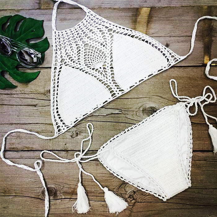 Triangle Tassel Bikini Crocheted Swimwear Sexy Knitting Bikini Bella Mia